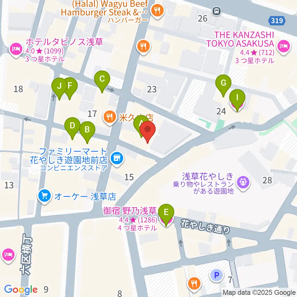 浅草九劇（アサクサキュウゲキ）周辺のホテル一覧地図