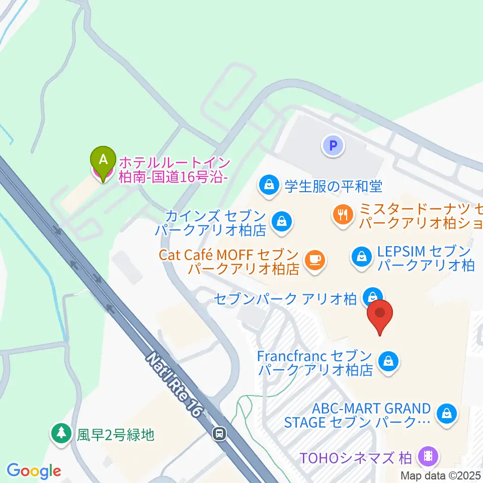 島村楽器セブンパークアリオ柏店周辺のホテル一覧地図