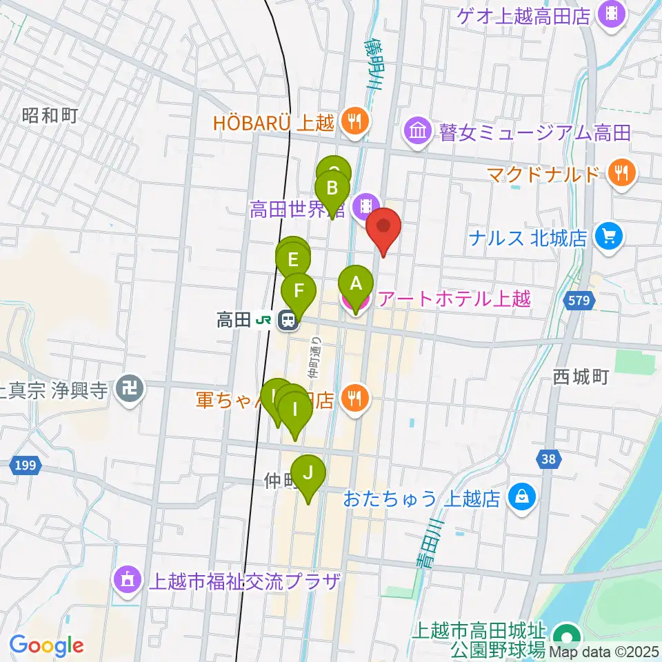 上越新堀ギター音楽院周辺のホテル一覧地図