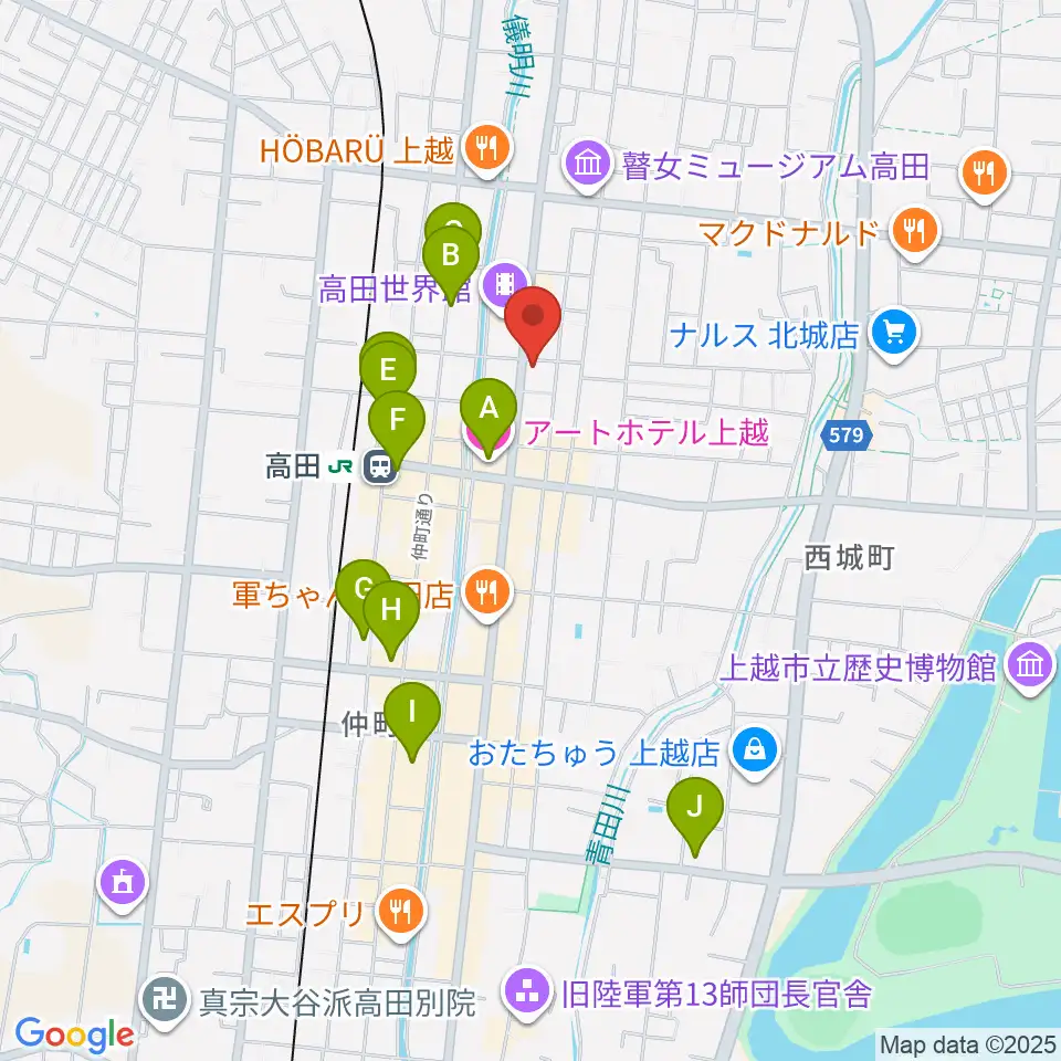 上越新堀ギター音楽院周辺のホテル一覧地図