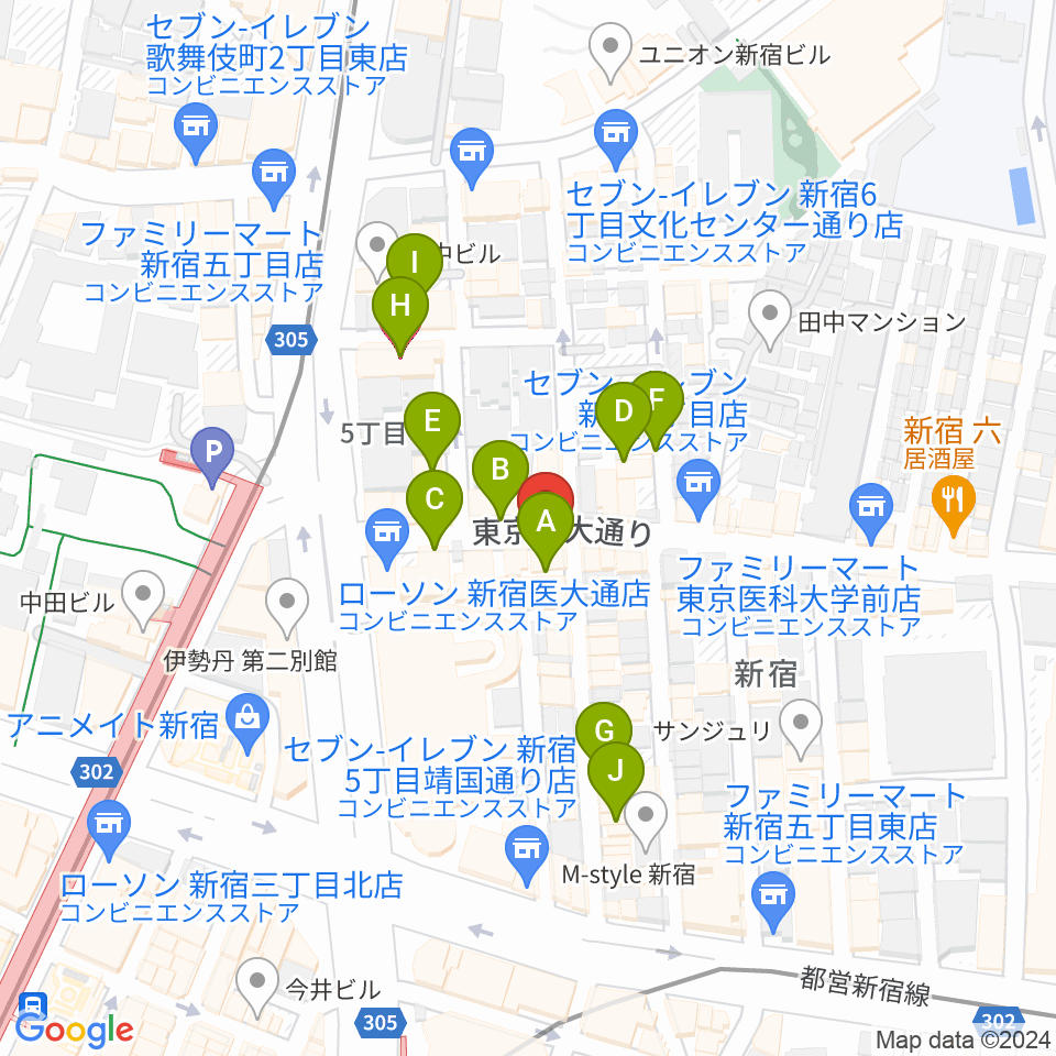 東京音楽院周辺のホテル一覧地図