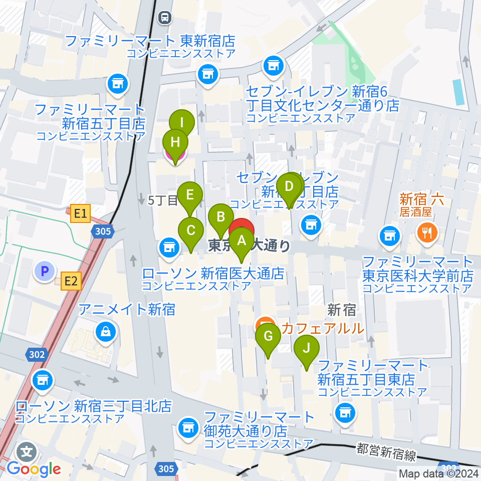 東京音楽院周辺のホテル一覧地図