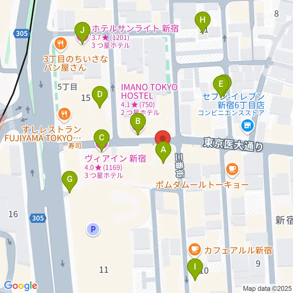 東京音楽院周辺のホテル一覧地図