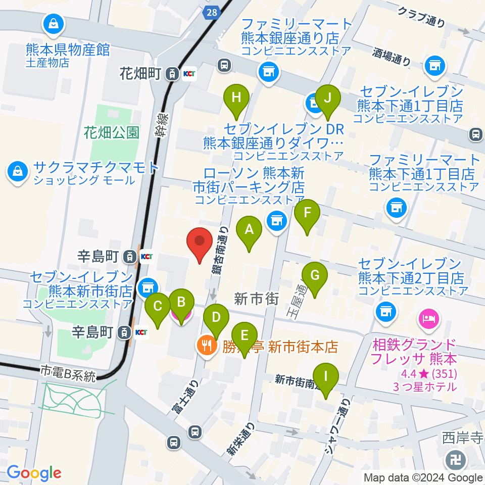 熊本ジャンゴ周辺のホテル一覧地図