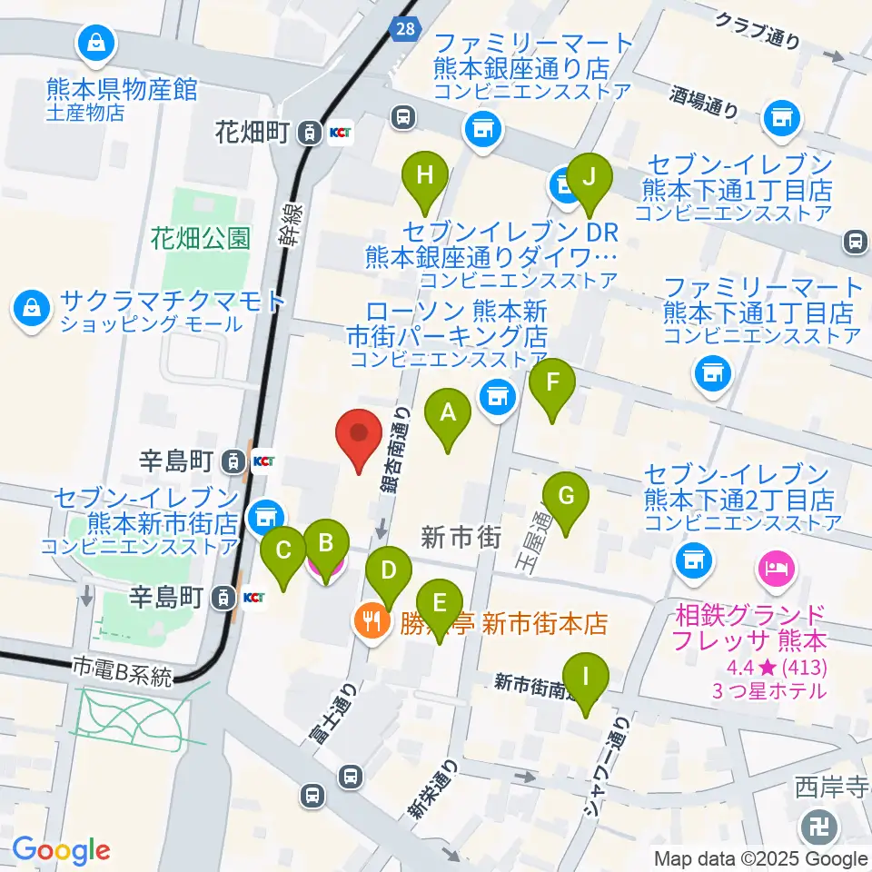 熊本ジャンゴ周辺のホテル一覧地図