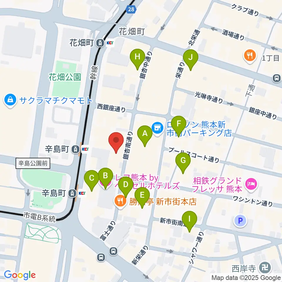熊本ジャンゴ周辺のホテル一覧地図