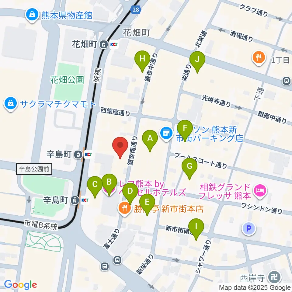 熊本ジャンゴ周辺のホテル一覧地図