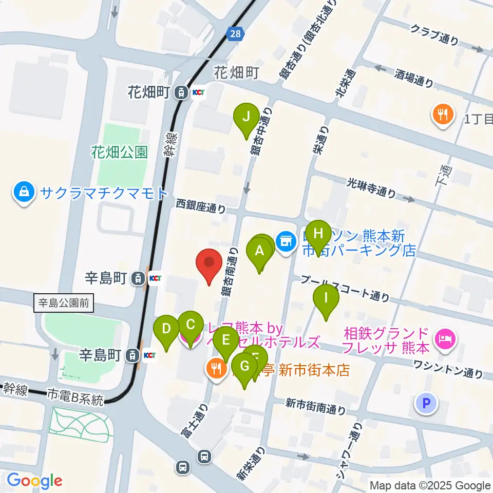 熊本ジャンゴ周辺のホテル一覧地図