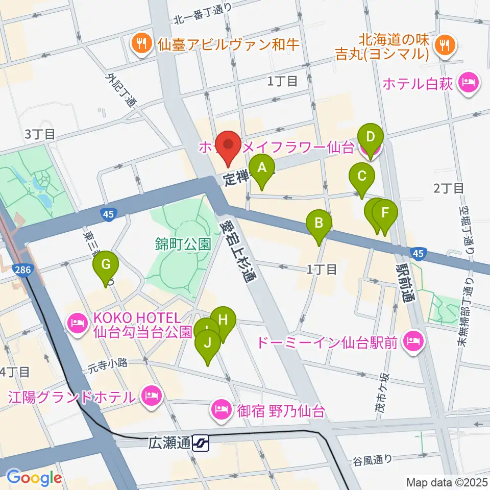 スタジオムジカ周辺のホテル一覧地図