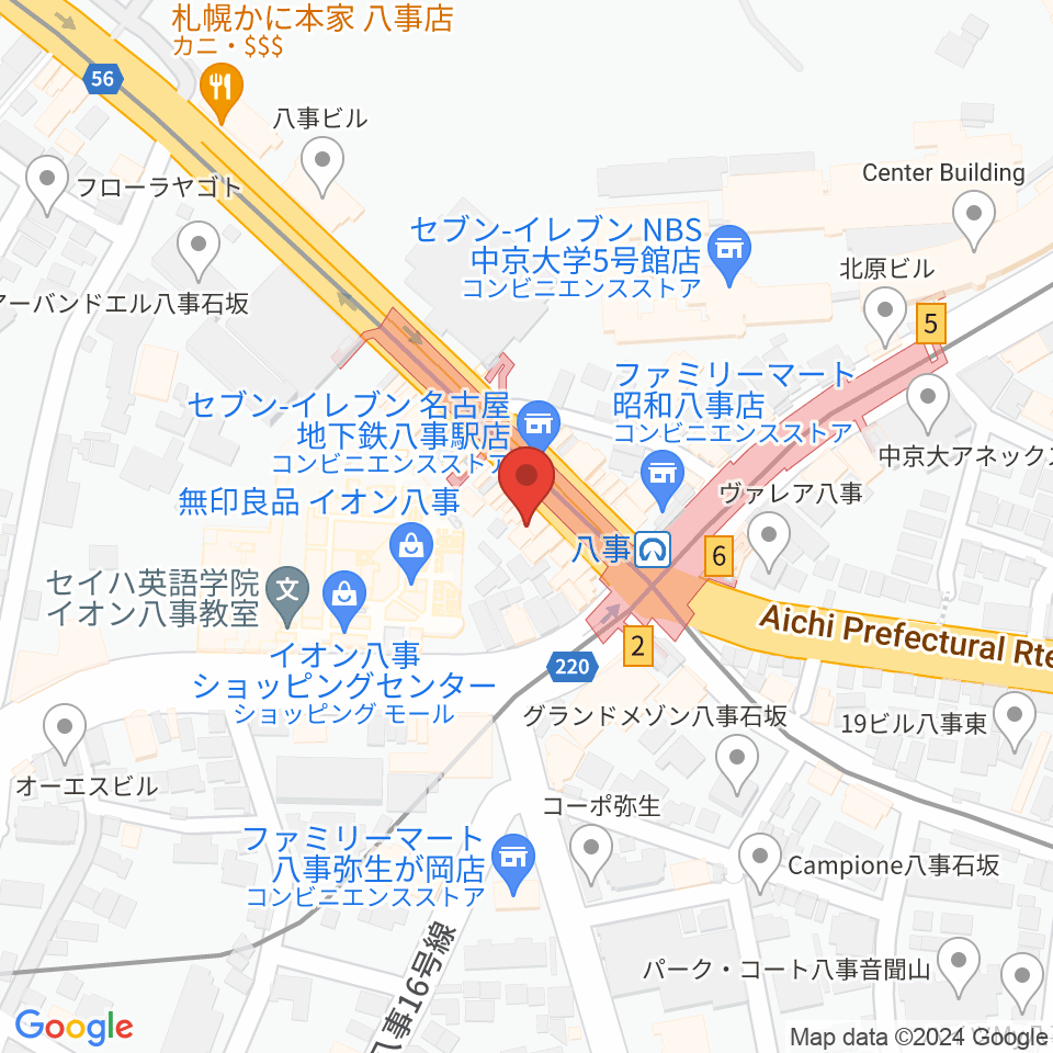 ポワンポワンスタジオ八事校周辺のホテル一覧地図