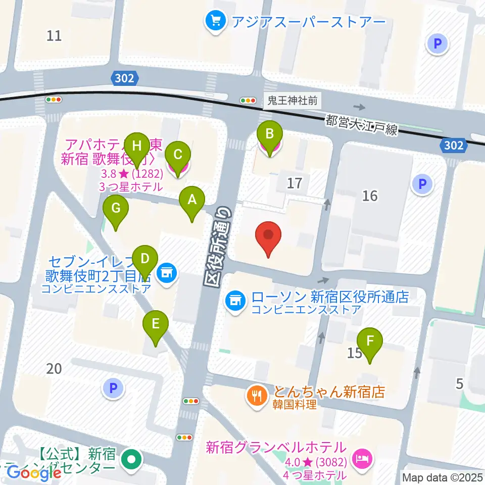 新宿MUSIC BAR CIRCLE周辺のホテル一覧地図