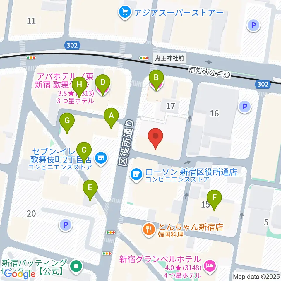 新宿MUSIC BAR CIRCLE周辺のホテル一覧地図