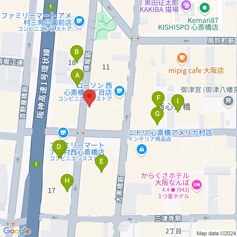 大阪CLUB JOULE周辺のホテル一覧地図