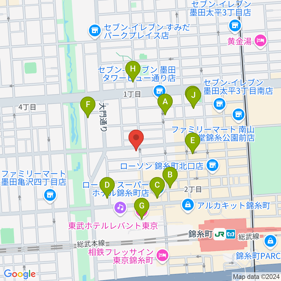 セルフストリングス音楽教室周辺のホテル一覧地図