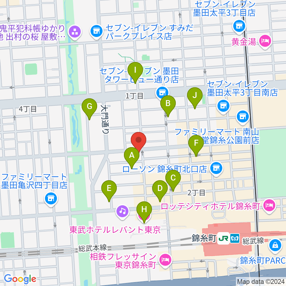 セルフストリングス音楽教室周辺のホテル一覧地図