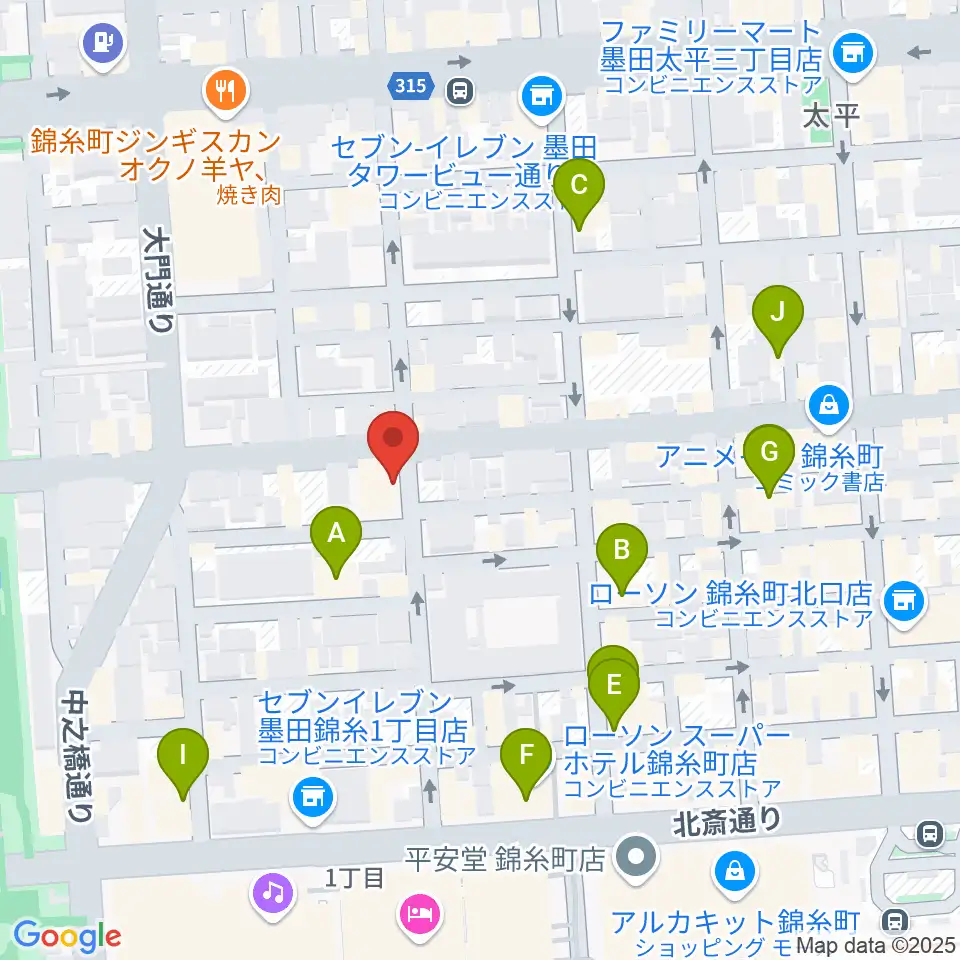セルフストリングス音楽教室周辺のホテル一覧地図