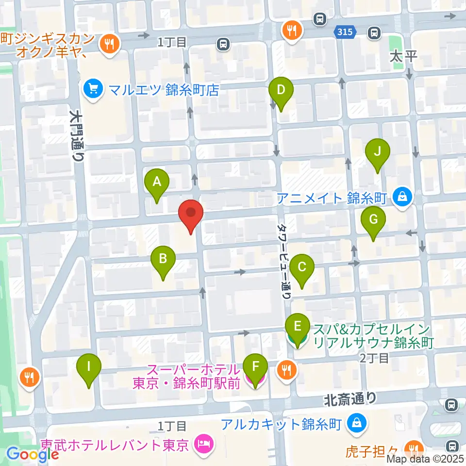 セルフストリングス音楽教室周辺のホテル一覧地図