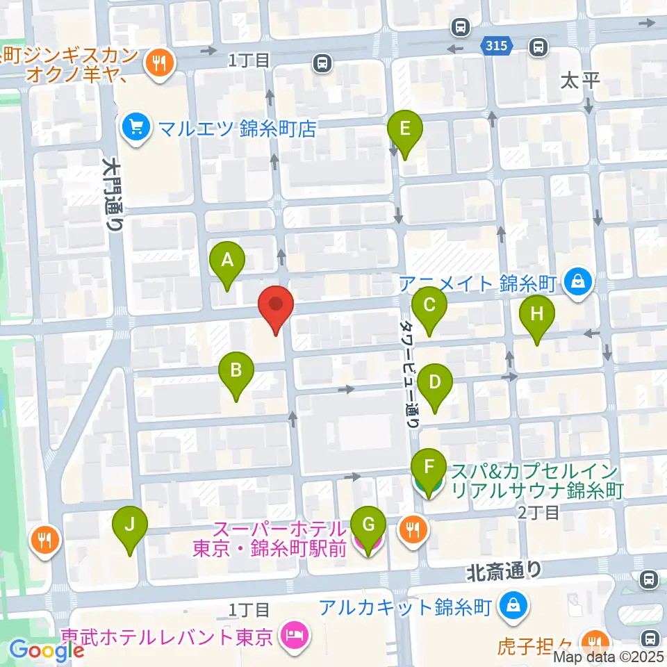 セルフストリングス音楽教室周辺のホテル一覧地図