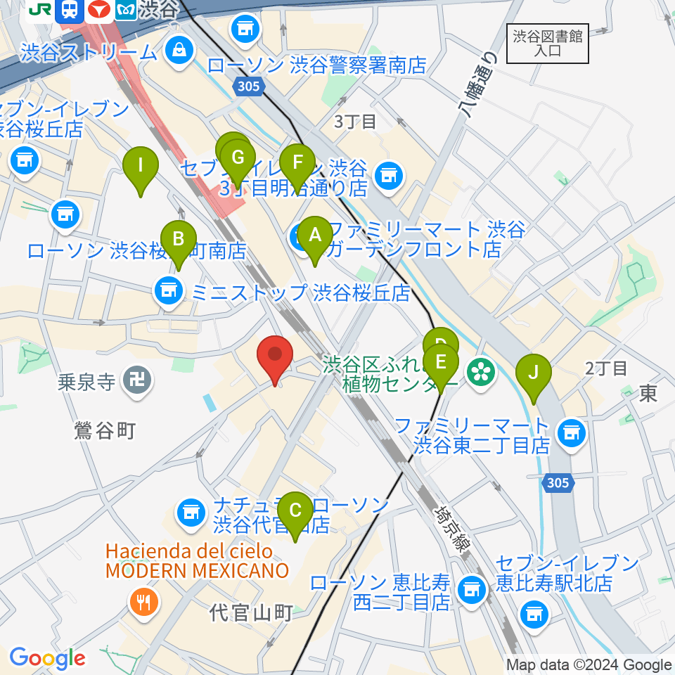 代官山スペースオッド周辺のホテル一覧地図