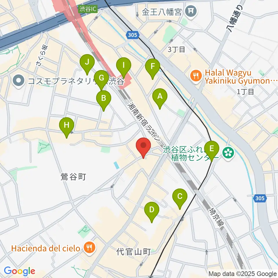 代官山スペースオッド周辺のホテル一覧地図