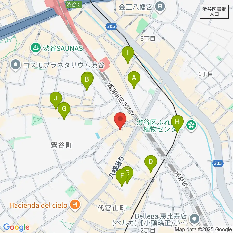 代官山スペースオッド周辺のホテル一覧地図