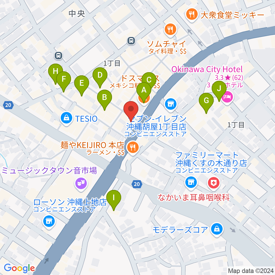 セブンスヘブンコザ周辺のホテル一覧地図