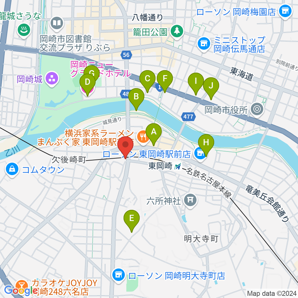 岡崎 八曜舎周辺のホテル一覧地図