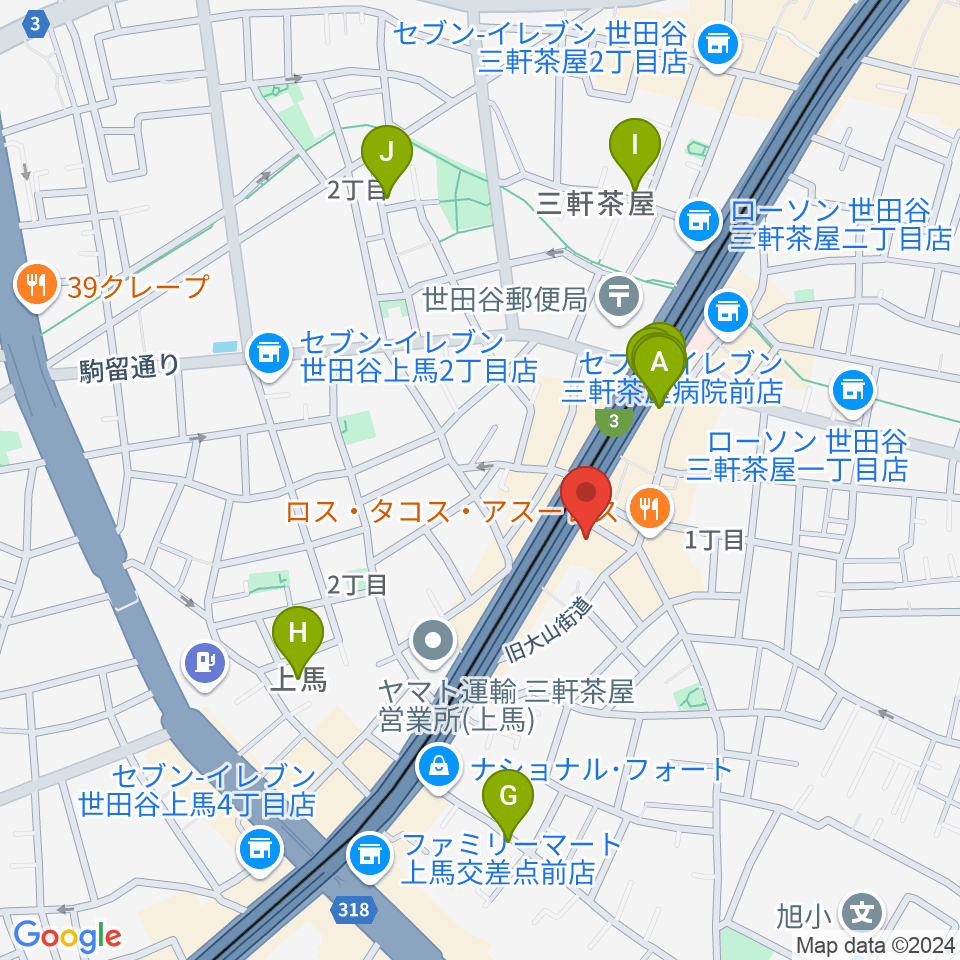 TOKYO BEACH STUDIO三軒茶屋本店周辺のホテル一覧地図