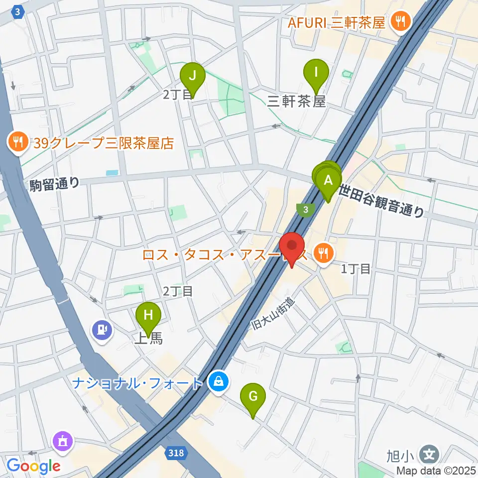 TOKYO BEACH STUDIO三軒茶屋本店周辺のホテル一覧地図