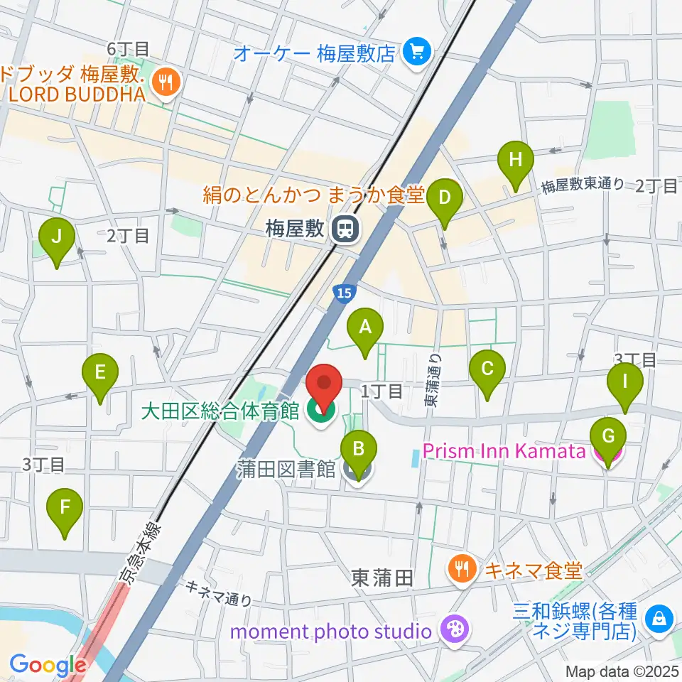 大田区総合体育館周辺のホテル一覧地図