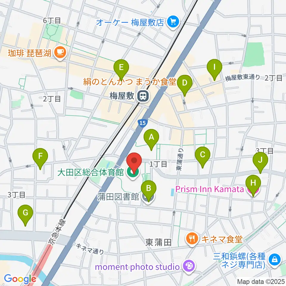 大田区総合体育館周辺のホテル一覧地図