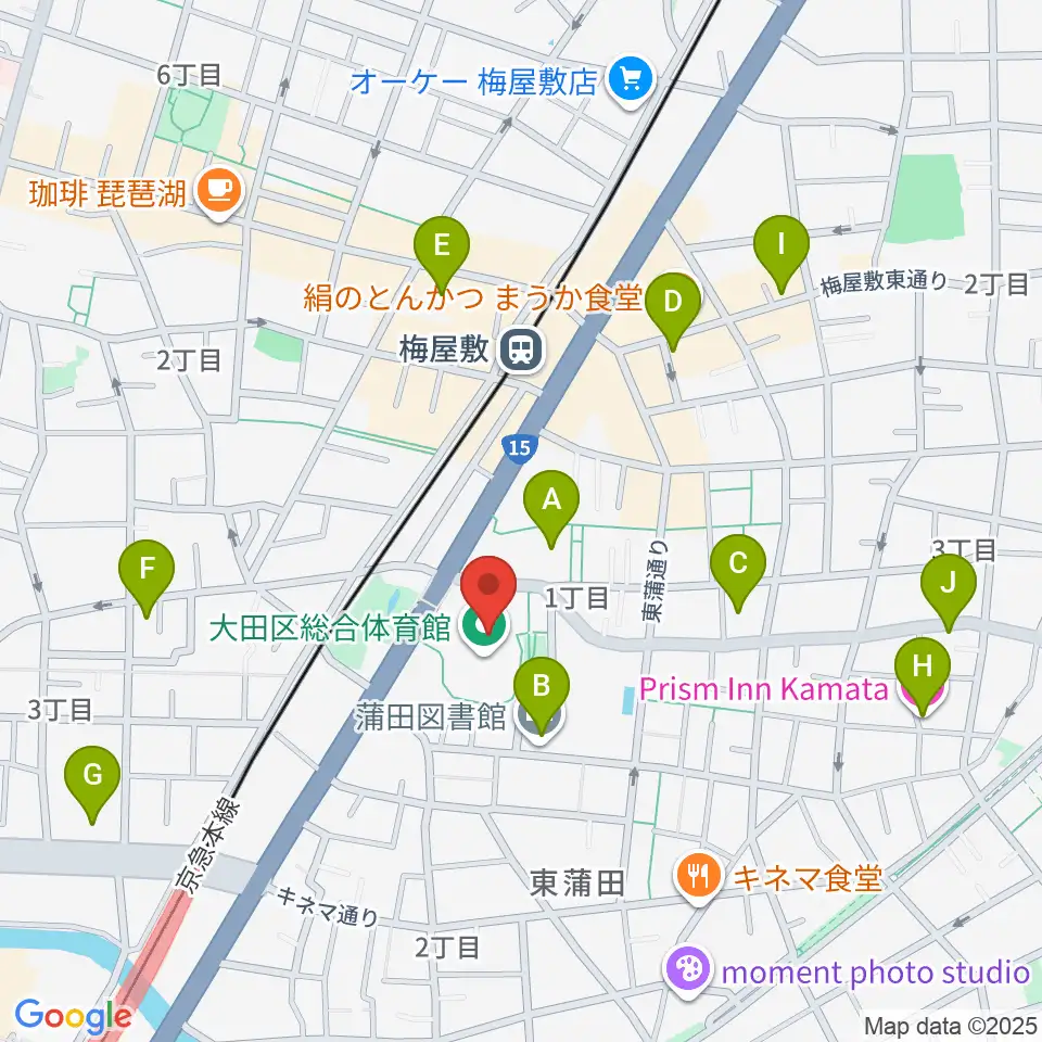 大田区総合体育館周辺のホテル一覧地図