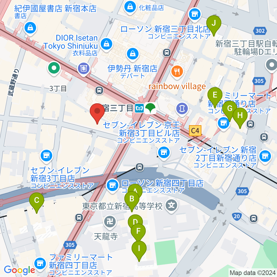 新宿アイミュージックバー周辺のホテル一覧地図