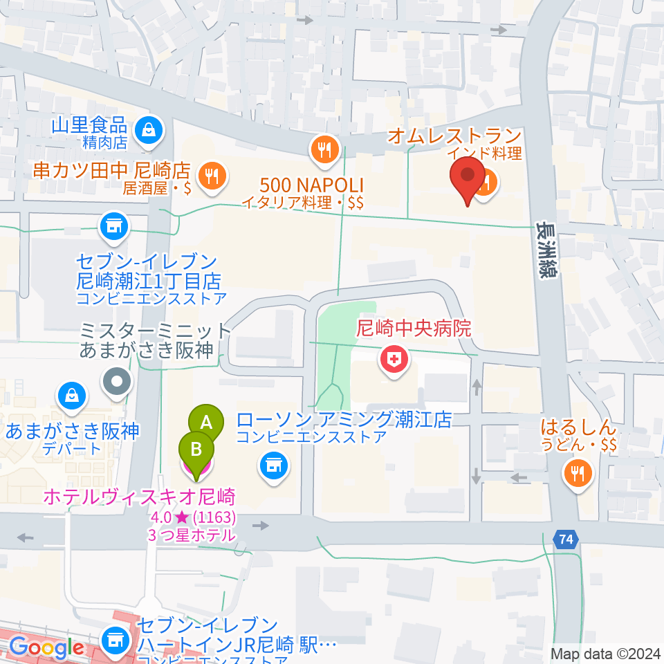 アール・エイチ・ワイ尼崎スタジオ周辺のホテル一覧地図