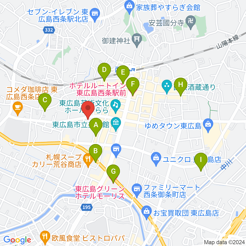 Music Pro Shopセッション西条駅前店周辺のホテル一覧地図