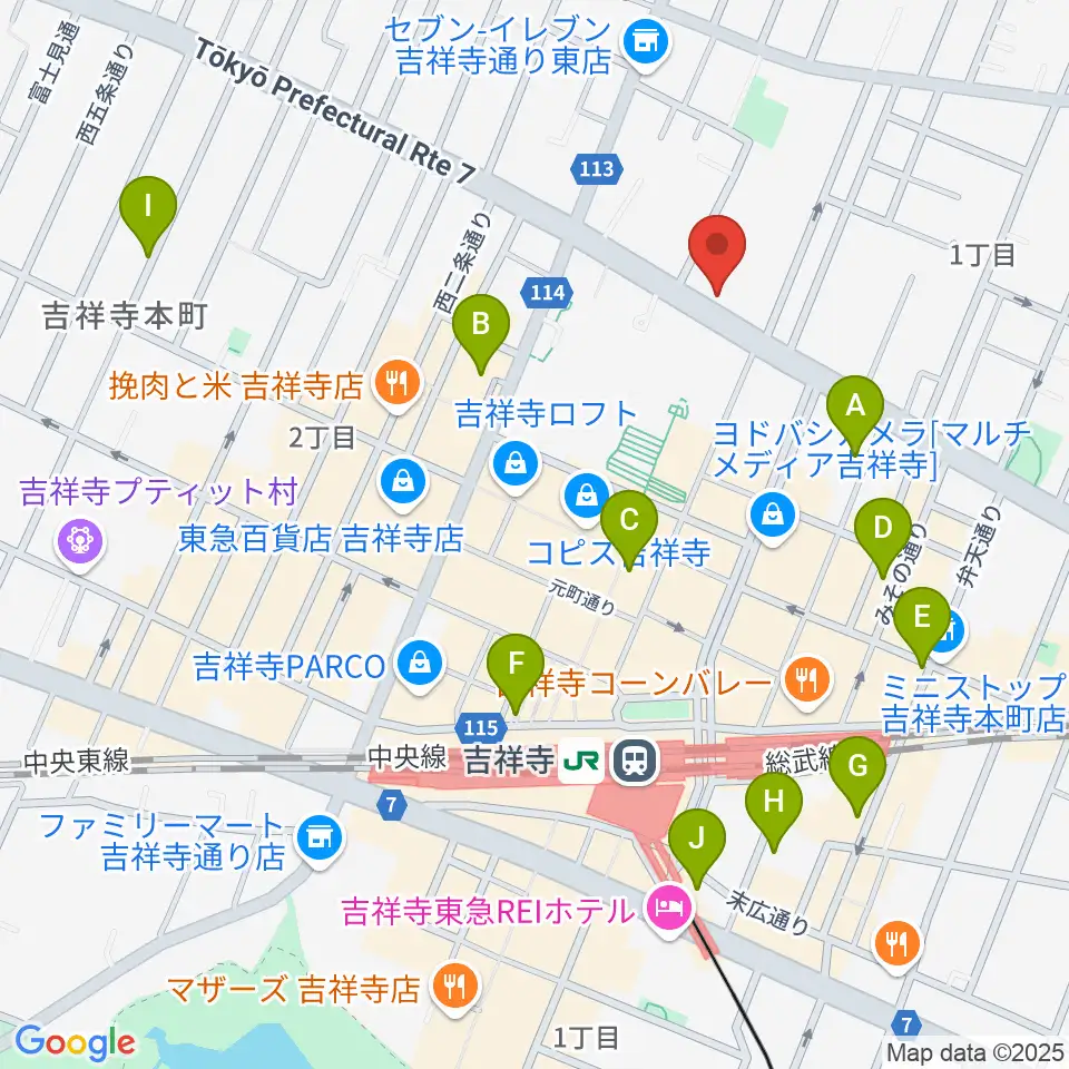 ハードオフ 楽器スタジオ吉祥寺店周辺のホテル一覧地図