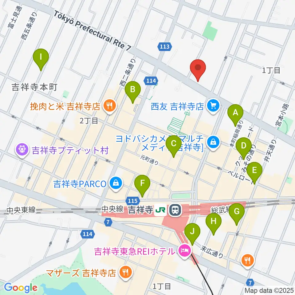ハードオフ 楽器スタジオ吉祥寺店周辺のホテル一覧地図