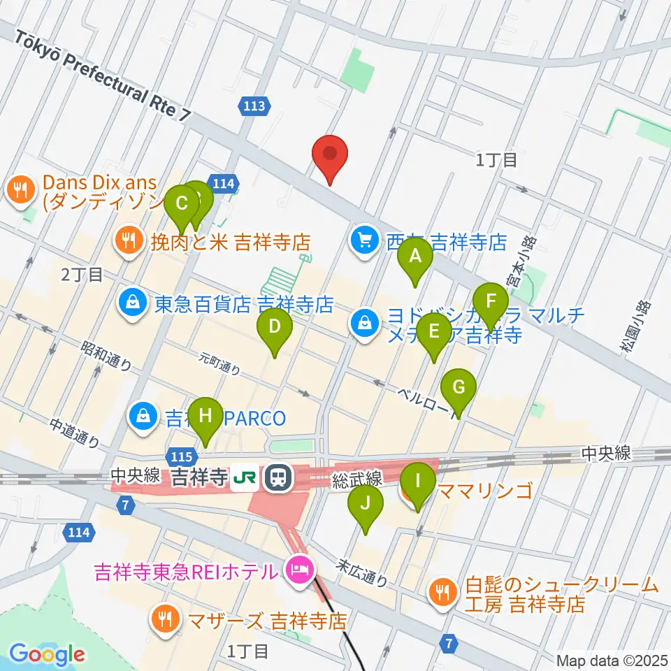 ハードオフ 楽器スタジオ吉祥寺店周辺のホテル一覧地図