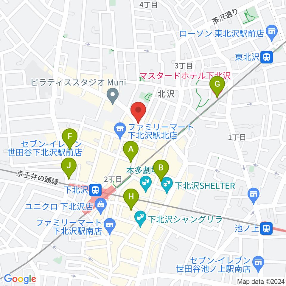 ピアノスタジオノア 下北沢店周辺のホテル一覧地図