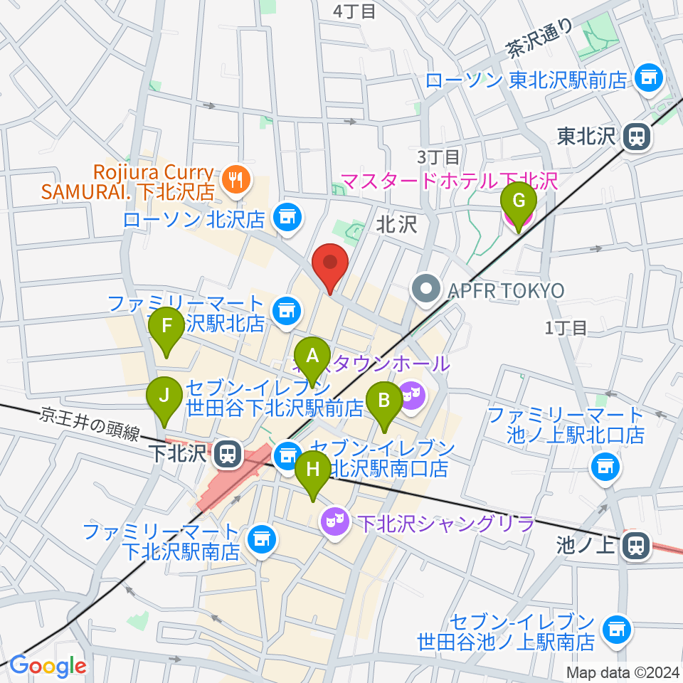 ピアノスタジオノア 下北沢店周辺のホテル一覧地図