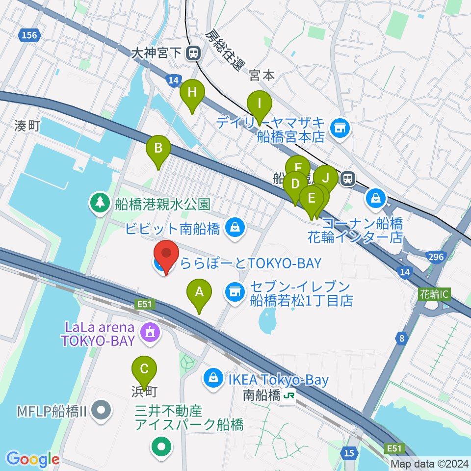 伊藤楽器 ららぽーとTOKYO-BAY店周辺のホテル一覧地図