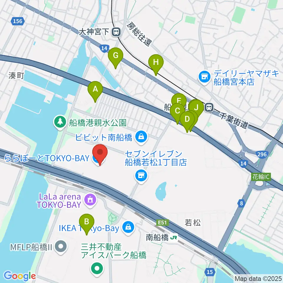 伊藤楽器 ららぽーとTOKYO-BAY店周辺のホテル一覧地図