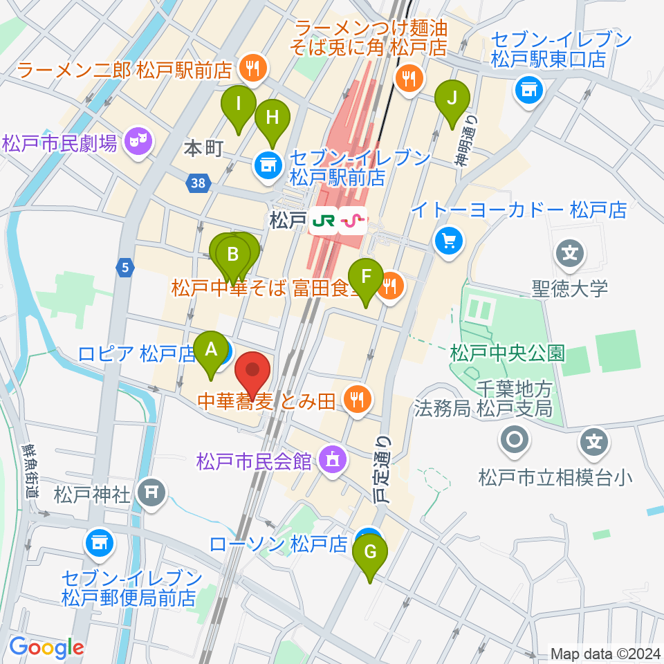 伊藤楽器ピアノシティ松戸周辺のホテル一覧地図