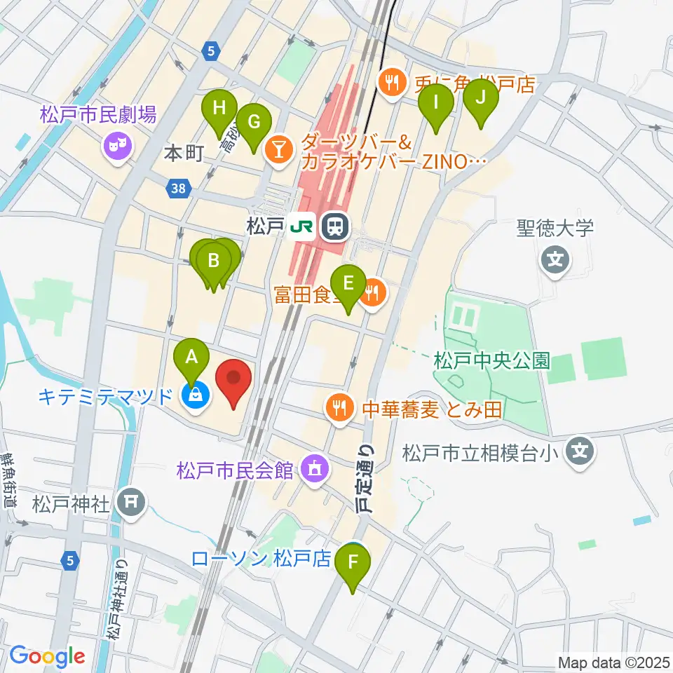 伊藤楽器ピアノシティ松戸周辺のホテル一覧地図