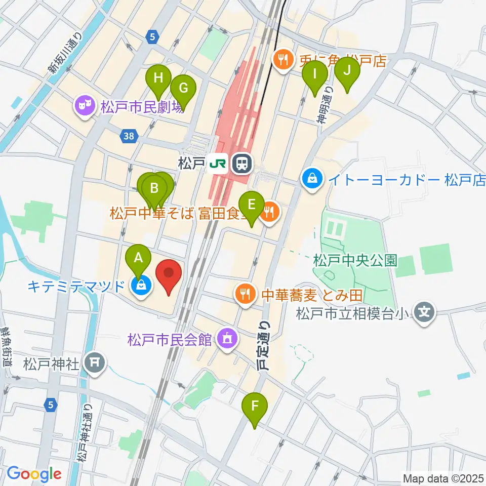 伊藤楽器ピアノシティ松戸周辺のホテル一覧地図