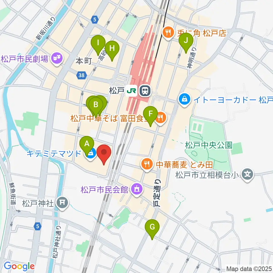 伊藤楽器ピアノシティ松戸周辺のホテル一覧地図