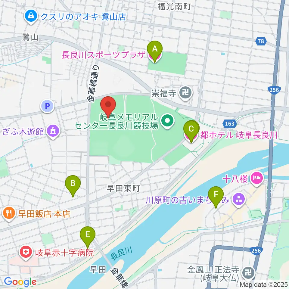 岐阜メモリアルセンターで愛ドーム周辺のホテル一覧地図