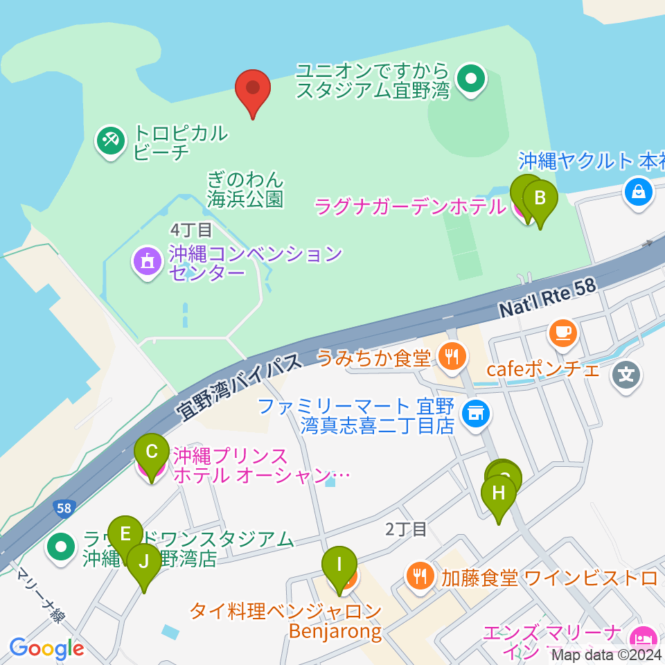 ぎのわん海浜公園屋外劇場周辺のホテル一覧地図