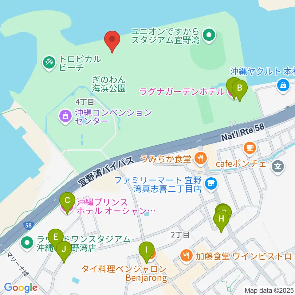 ぎのわん海浜公園屋外劇場周辺のホテル一覧地図