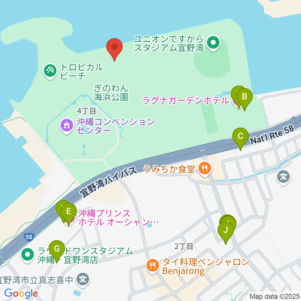 ぎのわん海浜公園屋外劇場周辺のホテル一覧地図